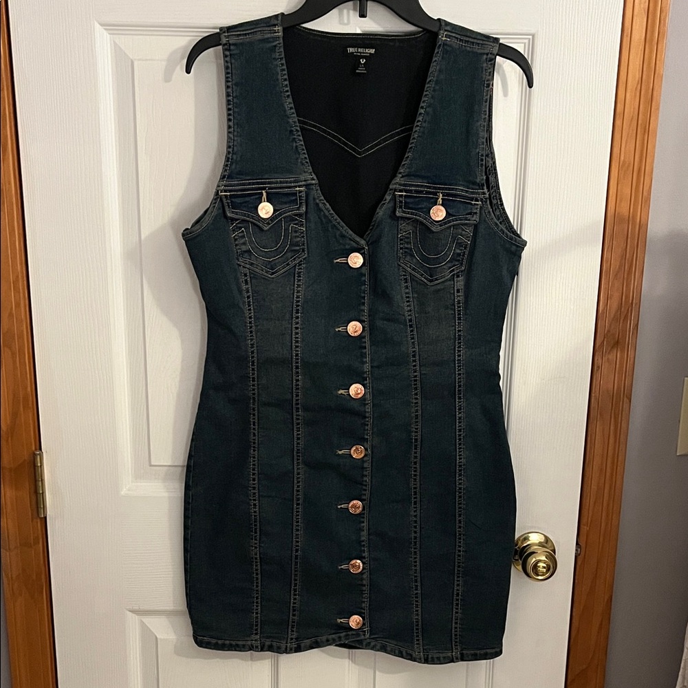 True Religion Button Front Denim Mini Dress